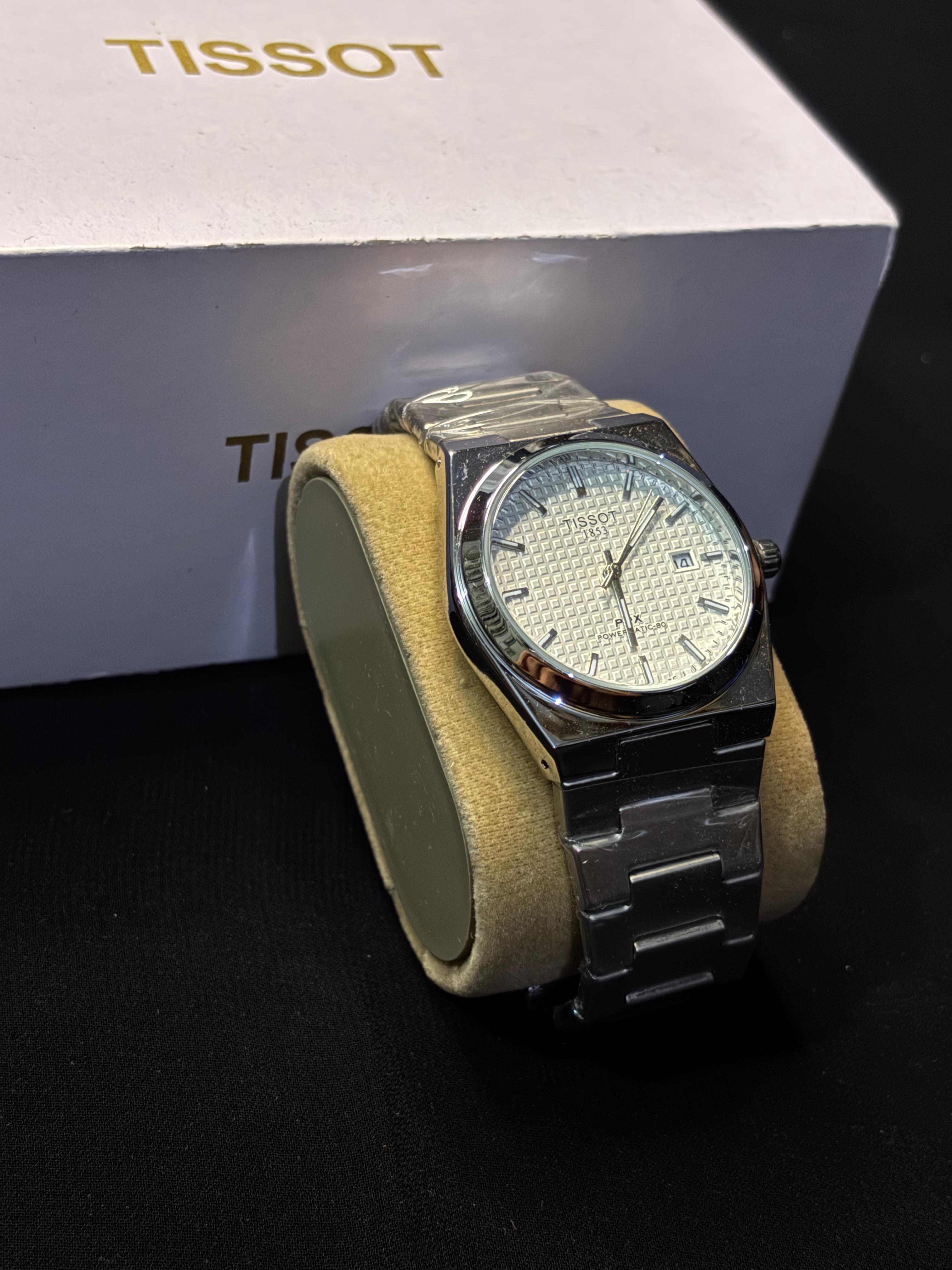 Tissot PRX Silver Watch – White Textured Dial