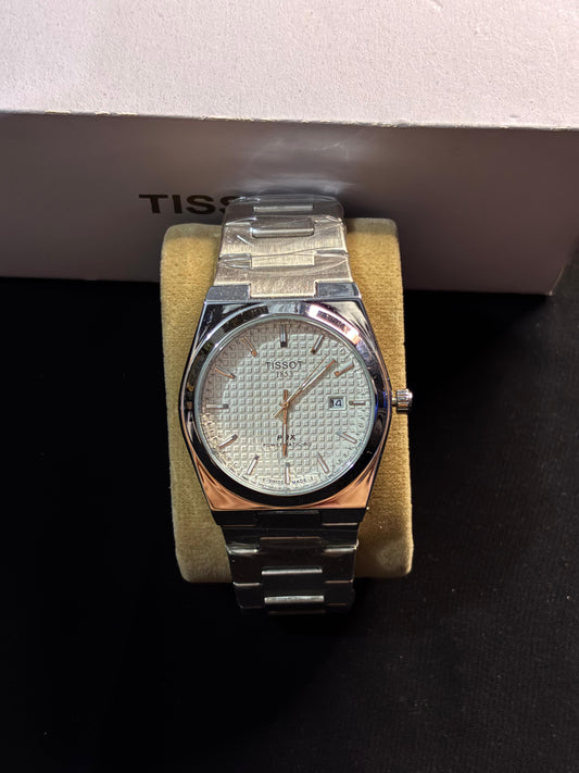 Tissot PRX Silver Watch – White Textured Dial