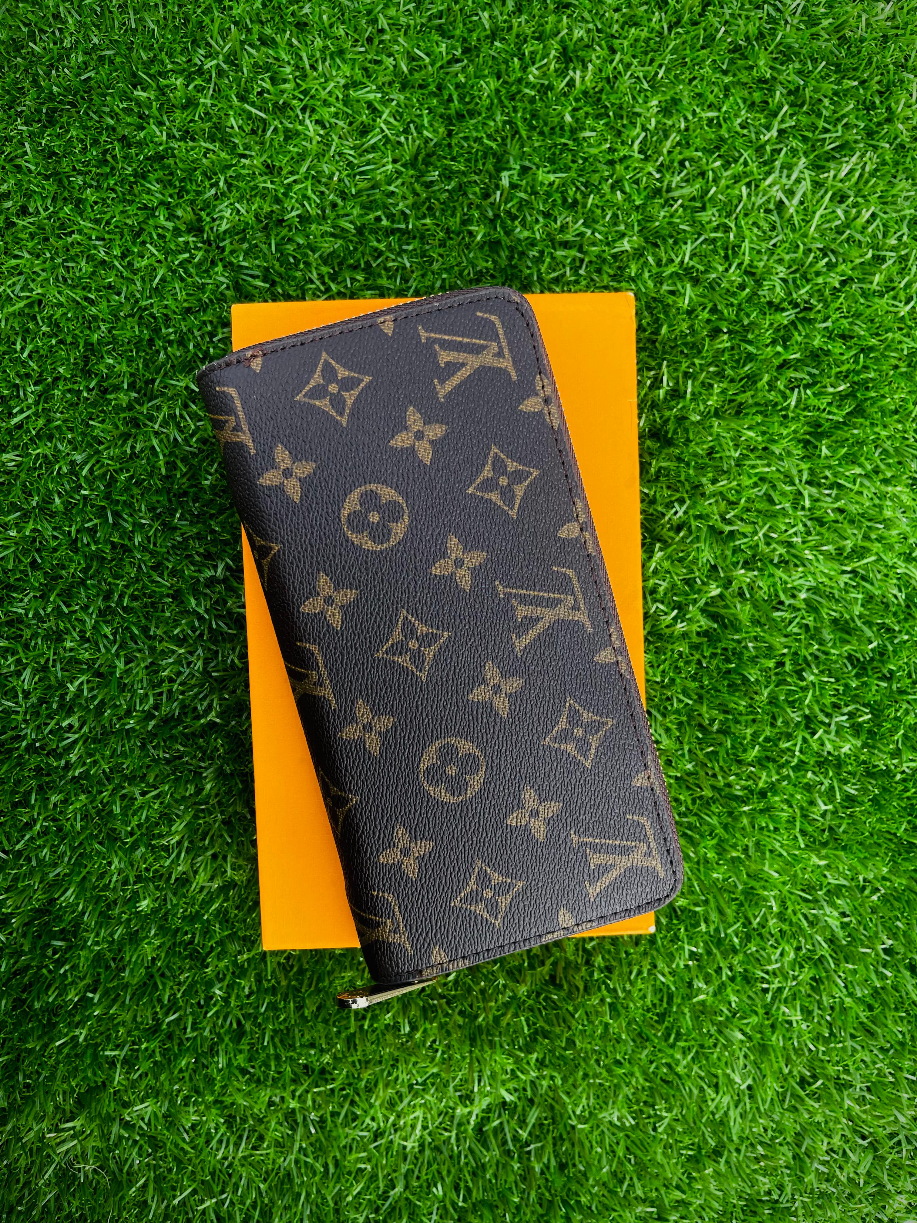 LV Monogram Long Zipper Wallet – Unisex - Premium Replica (Brown & Black)