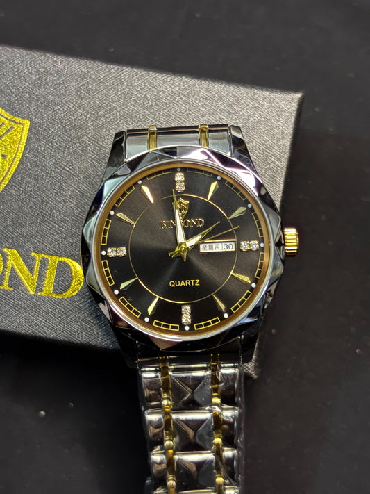 Binbond Royal  – Day & Date Quartz Watch (Black & Blue Dials)